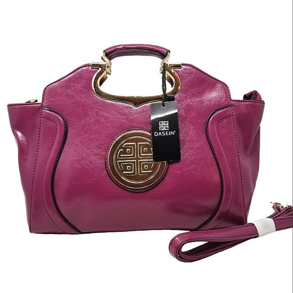 Plum Purple Gold Trim Handbag - Picture 3 of 10